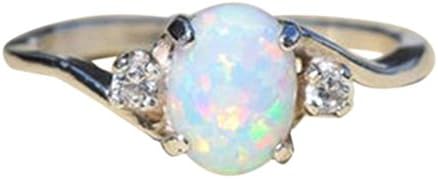 Women's Rings,kaifongfu Exquisite Rings Women's Sterling Silver Ring Oval Cut Fire Opal Diamond Band Rings (7, Silver)