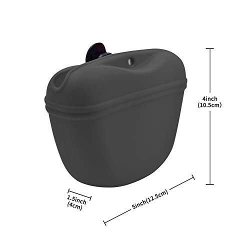 AUDWUD- Silicone Dog Treat Pouch - Clip on Portable Training Container - Convenient Magnetic Buckle Closing and Waist Clip - 100% FDA Certified Food Grade Silicone & BPA Free