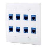 Sancable - Ethernet Wall Plate, 8 Port Cat6 Keystone Female to Female - White