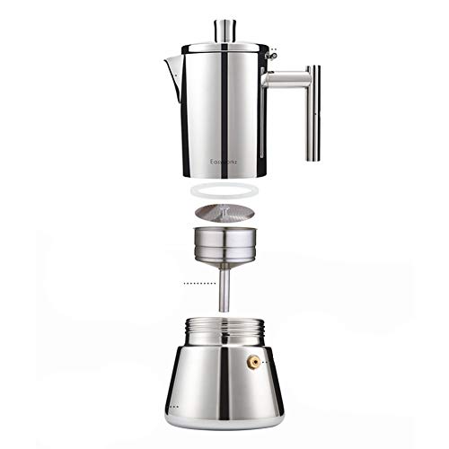 DYB Espressokocher Moka Pot Induction italienische Kaffeekanne Home Konzentrat Make Kaffeegerät Edelstahl (Color : C) – Bild 7