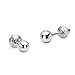 925 Sterling Silver Rhodium Plated 3mm Plain Hollow Silver Ball Screwback Baby Girls Earrings