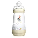 MAM Easy Start Anti-Colic Bottle, 9 oz (1-Count), Baby Essentials, Medium Flow Bottles with Silicone Nipple, Unisex Baby Bottles, White