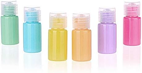 6Pcs 10ml/0.34oz Mixed Macarons Color PET Empty Portable Refillable Bottles with Flip Cap Mini Lotion Cream Emulsion Toner Fluid Containers Cosmetic Dispense Sample Vials Boxes Tins for Travel