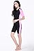 Women's One-piece Surf Swim Wet Suit Short Sleeve Rashguard Pink Black-Women Asian L = US M