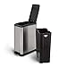Home Zone Stainless Steel Kitchen Trash Can with Rectangular Design and Step Pedal | 45 Liter / 12 Gallon Storage with Removable Plastic Trash Bin Liner, Silver
