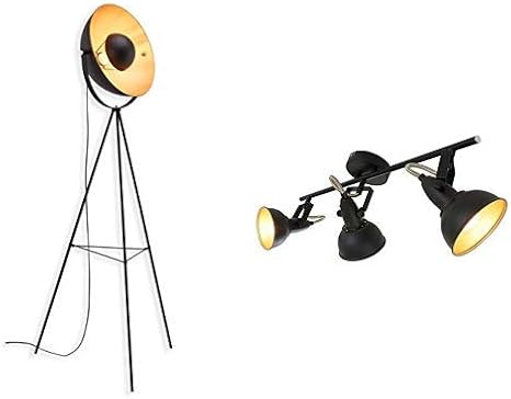 Stehlampe E27 Metall 160 X 72 3 X 160 Cm Wohnzimmerlampe 60w Vintage Lampe Studioleuchte Max Schwarz