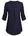 Messic Cuffed Sleeve Shirts For Women, Women's V-Neck Blouses 3/4 Roll-Up Sleeve Button Casual Chiffon Tunic Shirt (X-Large, Navy)