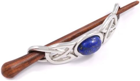 St Justin, Pewter Large Cab Hair-Slide -Rosewood Pin - Lapis Lazuli