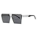 AEVOGUE Sunglasses For Men Square Oversized Metal Big Frame Brand Design AE0436 (Black&Silver, 67)
