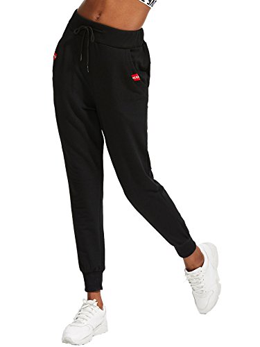 image for SweatyRocks Women Pants Color Block Casual Tie Waist Yoga Jogger Pants
