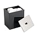 mDesign Cotton Stem Box (Pack of 2) - Plastic Bathroom Accessory for Cosmetics and Care - Cotton Swab Dispenser - Jar with Lid in Brushed Nickel - Black/Silver