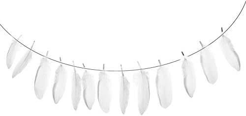SunBeter Party Banner, Feather Banner Tassel Garland Creative DIY Boho Decor for Home Bedroom Birthday Party Bridal Baby Shower Feather Hanging Decor - White