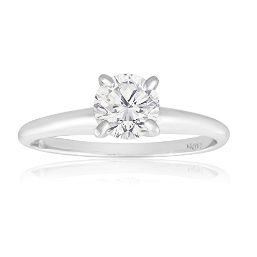 14K White Gold Round Diamond Solitaire Ring 3/4 cttw (AGS Certified H-I, I2-I3)