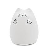 SCOPOW Cat Children Night Light Nursery [ Sensitive Tap Control, USB Rechargeable, Warm / White Light, 7-Color Breathing Light ] Cute Night Lamp for Girlfriend Adult Kid Adult Baby Bedroom