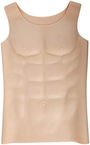 Vest Zipper Fake Chest Muscle Silicone Chritmas Props Funny Halloween Costume Chest Cosplay Makeup,Asianyellowskin