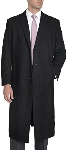 Men's Wool Cashmere Single Breasted Full Length Overcoat Topcoat
