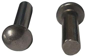 1/4 Dia. X 1/4 Length Round Head Stainless Solid Steel Rivet, Plain