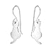 925 Sterling Silver Sitting Cat Silhouette Dangle Hook Earrings