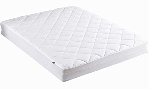 puredown Down Topper Fitted Quilted 100% Cotton Top and Bottom Down Down Alternative Mattress Pad Queen White