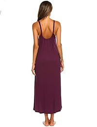 Ekouaer Camisón largo sin mangas para mujer, vestido de noche de verano, de algodón