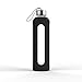 Xtremeglas Glass Water Bottles with Times to Drink 32 Oz Water Bottle with Silicone Sleeve Motivational Water Bottle with Time Marker Waterbottle 1 Litre (Black)