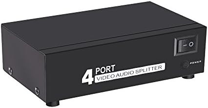 ASSEM 1 to 4 Composite Video Audio 3 RCA Av Powered Amplifier Splitter Box 1 in 4 Out 1x4