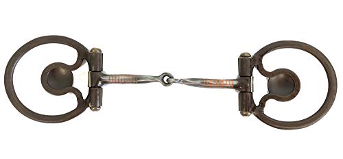AJ Tack Wholesale Butted Dee Horse Bit Sweet Iron Snaffle Antique Brown Silver Cross Engraving
