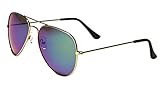 Mirozi Unisex Classic Mirrored Aviator 52MM Sunglasses (Gold Frame, Green / Purple Lens)