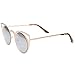 zeroUV Womens Fashion Round Metal Cut-Out Flash Mirror Lens Cat Eye Sunglasses (Gold/Silver Mirror)