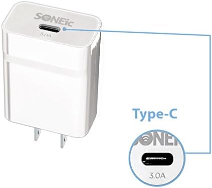 SONEic - USB Type-C (USB-C) Rapid Wall Charger, 15 Watt/3.0 Amp (3A) for Nexus 5X, Nexus 6P, Google Pixel, LG G5, HTC 10, Lumia 950/XL &amp; All Other USB Type-C Devices - White (Cable NOT Included)
