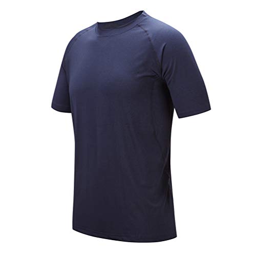 ZITY Men's Workout Tee,Men's Running Short-Sleeve T-Shirt,Fitness Quick Dry Shirt Coral , navy,dark Grey,green,2XL