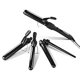 Le Beaute 5 in 1 Curling Iron Set - Best Iron Curler Rod Wand Set For Professional Salon Grade Treatment - Tourmaline Ceramic Five Piece Set of Barrels Included: 2 Clipped, 3 Clipless 1/2