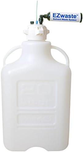 EZwaste HPLC Solvent Waste System, 20L Heavy Duty Reusable Carboy, 83mm (83B) VersaCap with Six (6X) Ports for 1/8 Inch O.D. Tubing