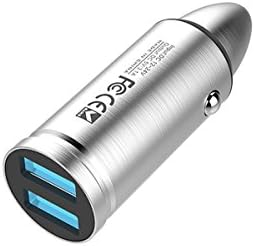 2 Ports Fast Car Charger 3.1A Metal Steel Bullet Double USB Quick Car Charger Adapter Mini Portable Charger for Mobile Device-Eofon(Armor piercing)