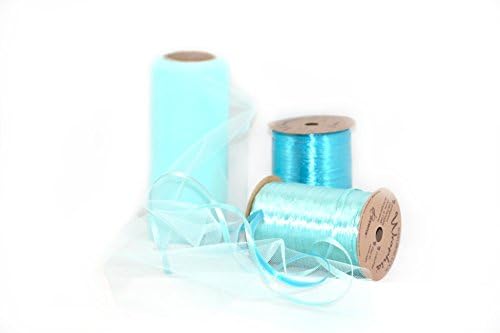Tulle and Pearl Raffia Gift Wrap Ribbon Bundle (Aqua)