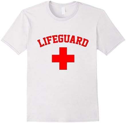 Mens Lifeguard Red &amp; White Swimming Pool T Shirt Tshirt T-Shirt XL White