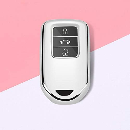 FELICIKK Soft TPU Case Cover Protector Case for Honda Flip Key Fob, Car Remote Key Fob Case for Civic Accord CRV Urv Fob Remote Key (Color : Silver-2)