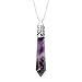 Top Plaza 1pc Genuine Amethyst Crystal Reiki Hexagonal Healing Pendant for Necklace Making,2.28''
