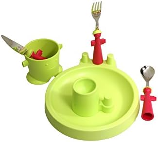 Rivadossi Puppet Club Set with Mug, Plate, Egg Cup and Cutlery, Green