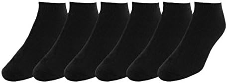 Men's Sports Cushioned Crew Low Ankle Athletic Socks (Black - 6 Pack)