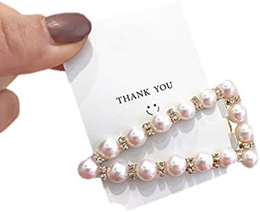 Yanhonin Korean Style BB Alloy Hair Pins, Geometric Hollow Triangle Leaf Hair Clip, 3 Rhinestone Pearl Barrettes b