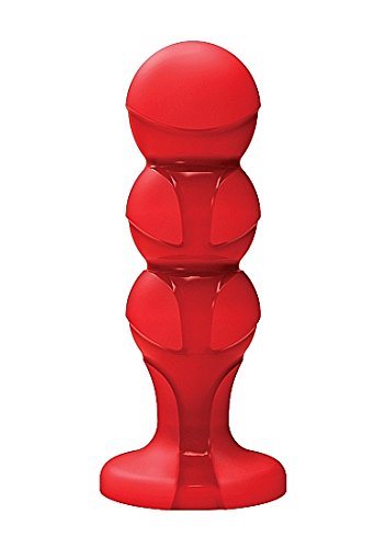 Doc Johnson Platinum Premium Silicone - The Push - 4.7 in. Long and 1.4 in. Wide Butt Plug - Unique Dual Textured Triple Ripple Design - Anal Toy - Red