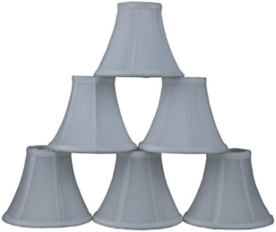 Set of 6 Off White Chandelier Shade, 6-inch Bottom Diameter, 5-inch Height, Faux Silk, Bell Shape, Clip on
