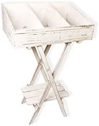 Antiker weißer Klapptisch aus Holz mit Einem abnehmbaren Sortierfach
