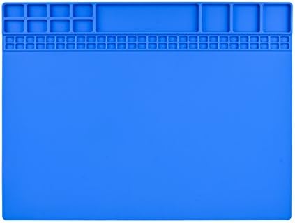 HOYATO Large Heat Insulation 932°F Silicone Soldering Repair Mat Station Blue for Soldering Iron,Welding Gun,Soldering Bench,Electronics Repair Disassembly,Phone and Computer Repair,Gift for Techie