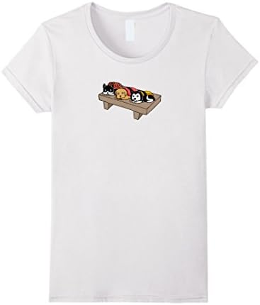 Womens Cute Sushi Dogs with Husky, Golden Retriever, Boston Terrier Small White