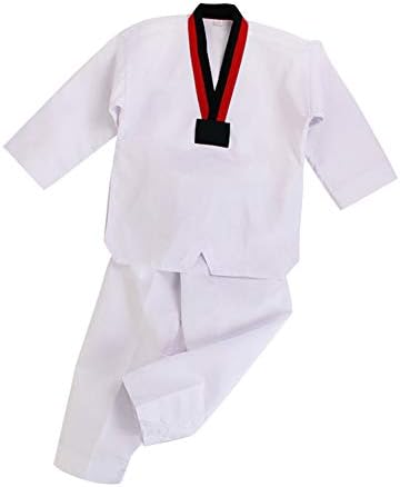 Yiliankeji Taekwondo Uniform Suit - Unisex Adult Kids Sports Clothing Karate Aikido Suits Martial Arts Training Outfit Judo V Neck Belt Sets