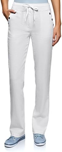 oodji Collection Women's Linen Trousers with Drawstrings