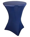 32 Round x 43" Tall Spandex Fitted Table Cover for Folding Bar Height Tables (Navy Blue)