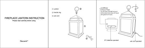Decorative Lanterns,12" Fireplace Lantern Flameless LED Lantern Battery Powered and USB 6 Hours Timer Indoor/Outdoor Hanging Lantern,Black Fireplace Lamp(Pack of 2) - Thumbnail 4